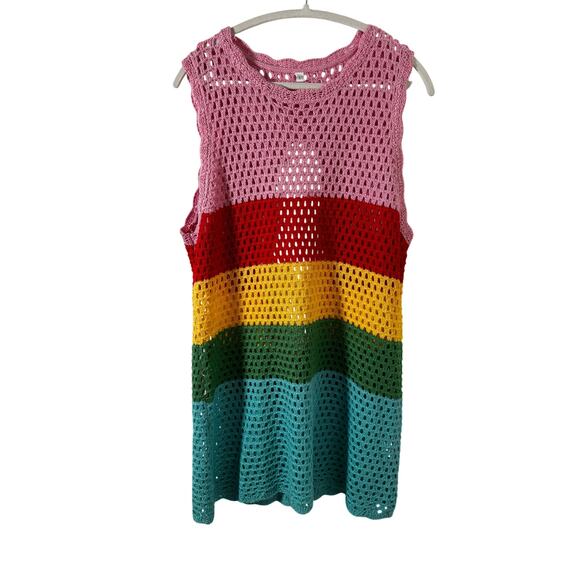 Crochet Rainbow Cover-Up Dress (Size Large) - Picture 3 of 10